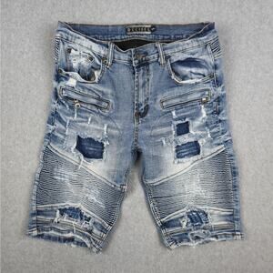 Decibel Mens 31 Distressed Moto Cut-Off Denim Shorts